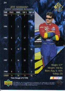 1998 SP Authentic #24 Jeff Gordon Back