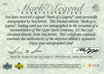 1998 SP Authentic - Mark of a Legend #M4 Ned Jarrett Back
