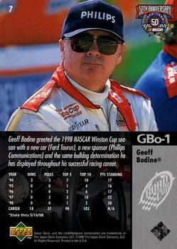 1998 Upper Deck Road to the Cup #7 Geoff Bodine Back