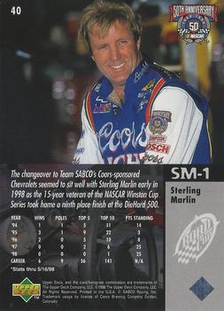 1998 Upper Deck Road to the Cup #40 Sterling Marlin Back