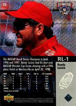 1998 Upper Deck Road to the Cup #25 Randy LaJoie Back