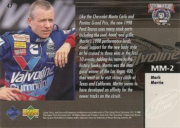 1998 Upper Deck Road to the Cup #47 Mark Martin Back