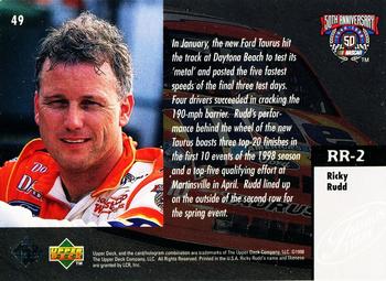 1998 Upper Deck Road to the Cup #49 Ricky Rudd Back