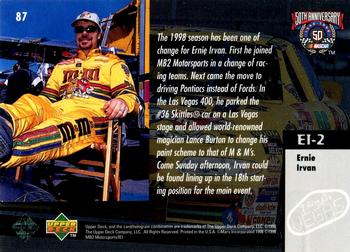 1998 Upper Deck Road to the Cup #87 Ernie Irvan Back