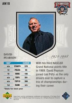 1998 Upper Deck Road to the Cup - 50th Anniversary #AN18 David Pearson Back