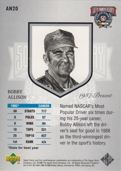 1998 Upper Deck Road to the Cup - 50th Anniversary #AN20 Bobby Allison Back