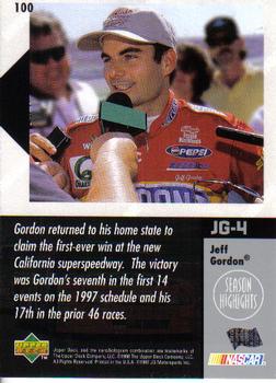 1998 Upper Deck Victory Circle #100 Jeff Gordon Back