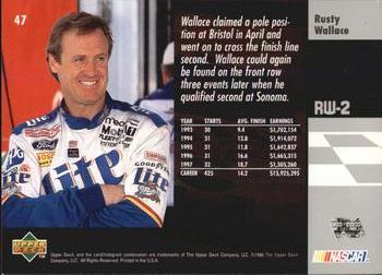 1998 Upper Deck Victory Circle #47 Rusty Wallace Back