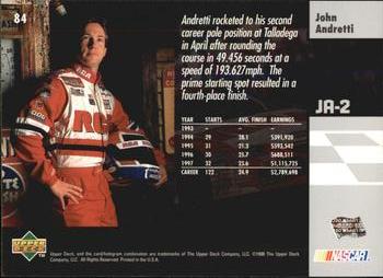 1998 Upper Deck Victory Circle #84 John Andretti Back