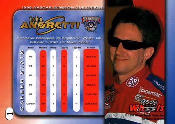 1998 Wheels #1 John Andretti Back