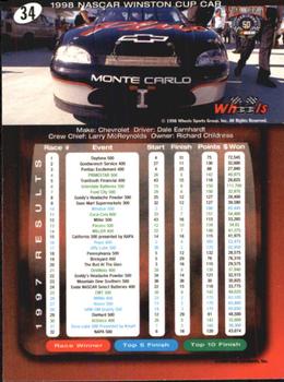 1998 Wheels #34 Dale Earnhardt's Car Back