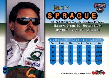 1998 Wheels #68 Jack Sprague Back
