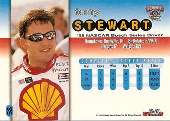 1998 Wheels #58 Tony Stewart Back