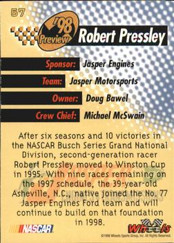 1998 Wheels High Gear #57 Robert Pressley Back