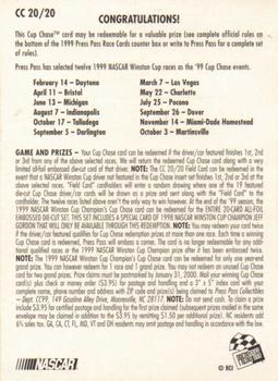 1999 Press Pass - Cup Chase #CC 20 Field Card Back