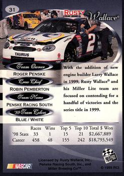 1999 Press Pass Premium #31 Rusty Wallace's Car Back