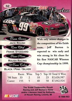 1999 Press Pass Premium #32 Jeff Burton's Car Back