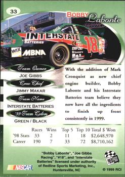 1999 Press Pass Premium #33 Bobby Labonte's Car Back