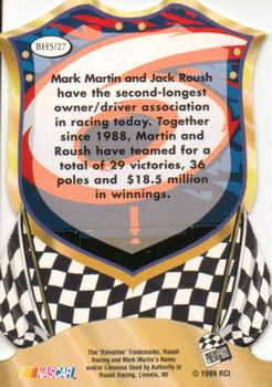 1999 Press Pass Premium - Badge of Honor Die Cut #BH5 Mark Martin Back