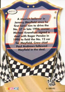 1999 Press Pass Premium - Badge of Honor Die Cut #BH7 Jeremy Mayfield Back