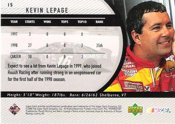 1999 Upper Deck Road to the Cup #15 Kevin Lepage Back