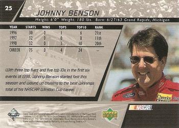 1999 Upper Deck Victory Circle #25 Johnny Benson Back