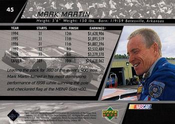 1999 Upper Deck Victory Circle #45 Mark Martin Back