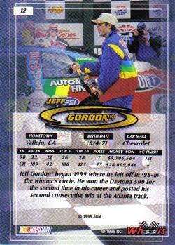 1999 Wheels #12 Jeff Gordon Back