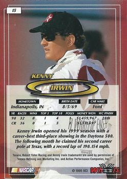 1999 Wheels #15 Kenny Irwin Back