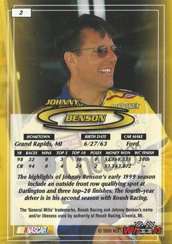 1999 Wheels #2 Johnny Benson Back