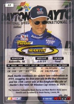 1999 Wheels #22 Mark Martin Back
