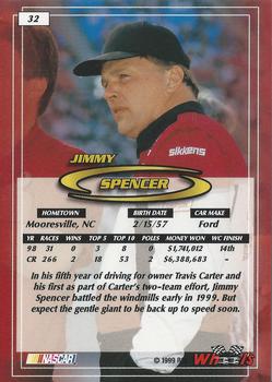 1999 Wheels #32 Jimmy Spencer Back