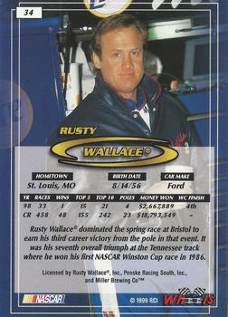 1999 Wheels #34 Rusty Wallace Back