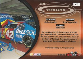 1999 Wheels #67 Joe Nemechek's Car Back