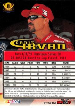 1999 Wheels High Gear #19 Ernie Irvan Back