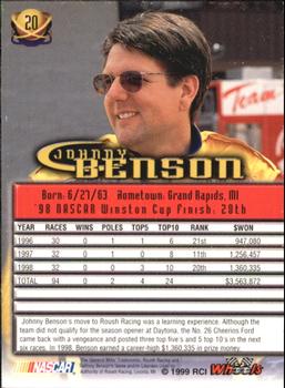1999 Wheels High Gear #20 Johnny Benson Back
