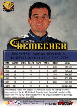 1999 Wheels High Gear #26 Joe Nemechek Back