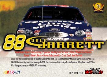 1999 Wheels High Gear #34 Dale Jarrett's Car Back