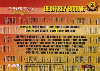 1999 Wheels High Gear #56 Geoffrey Bodine Back
