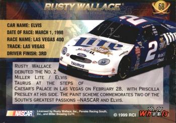 1999 Wheels High Gear #68 Rusty Wallace's Car Back