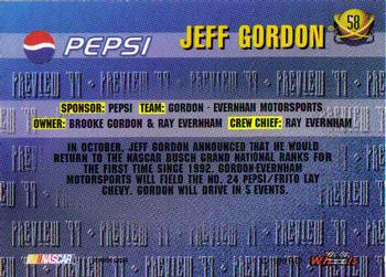 1999 Wheels High Gear #58 Jeff Gordon Back