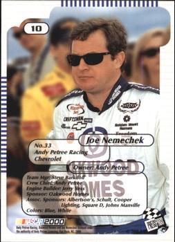 2000 Press Pass Trackside #10 Joe Nemechek Back