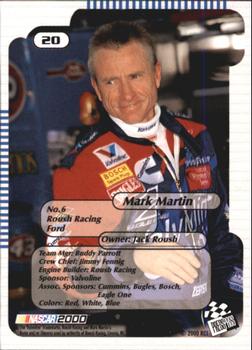 2000 Press Pass Trackside #20 Mark Martin Back