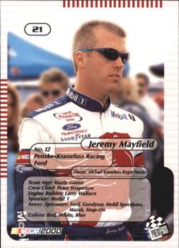 2000 Press Pass Trackside #21 Jeremy Mayfield Back