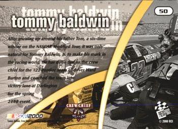 2000 Press Pass Trackside #50 Tommy Baldwin Back