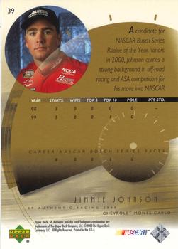 2000 SP Authentic #39 Jimmie Johnson Back