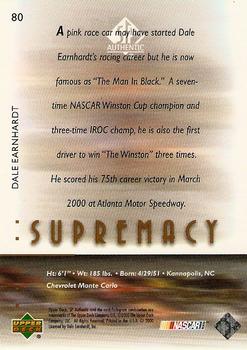 2000 SP Authentic #80 Dale Earnhardt Back