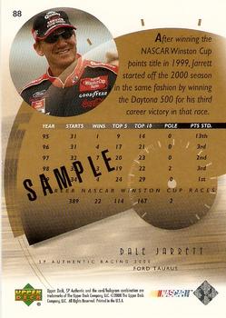 2000 SP Authentic #88 Dale Jarrett Promo Back