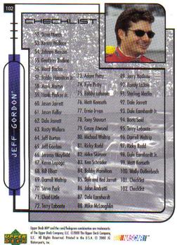 2000 Upper Deck MVP #102 Jeff Gordon Back