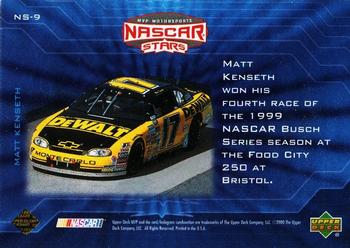 2000 Upper Deck MVP - NASCAR Stars #NS-9 Matt Kenseth Back